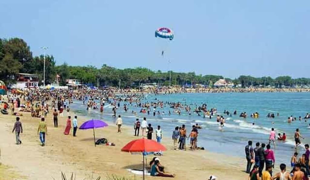 Tourists at Devka Beach in Daman & Diu